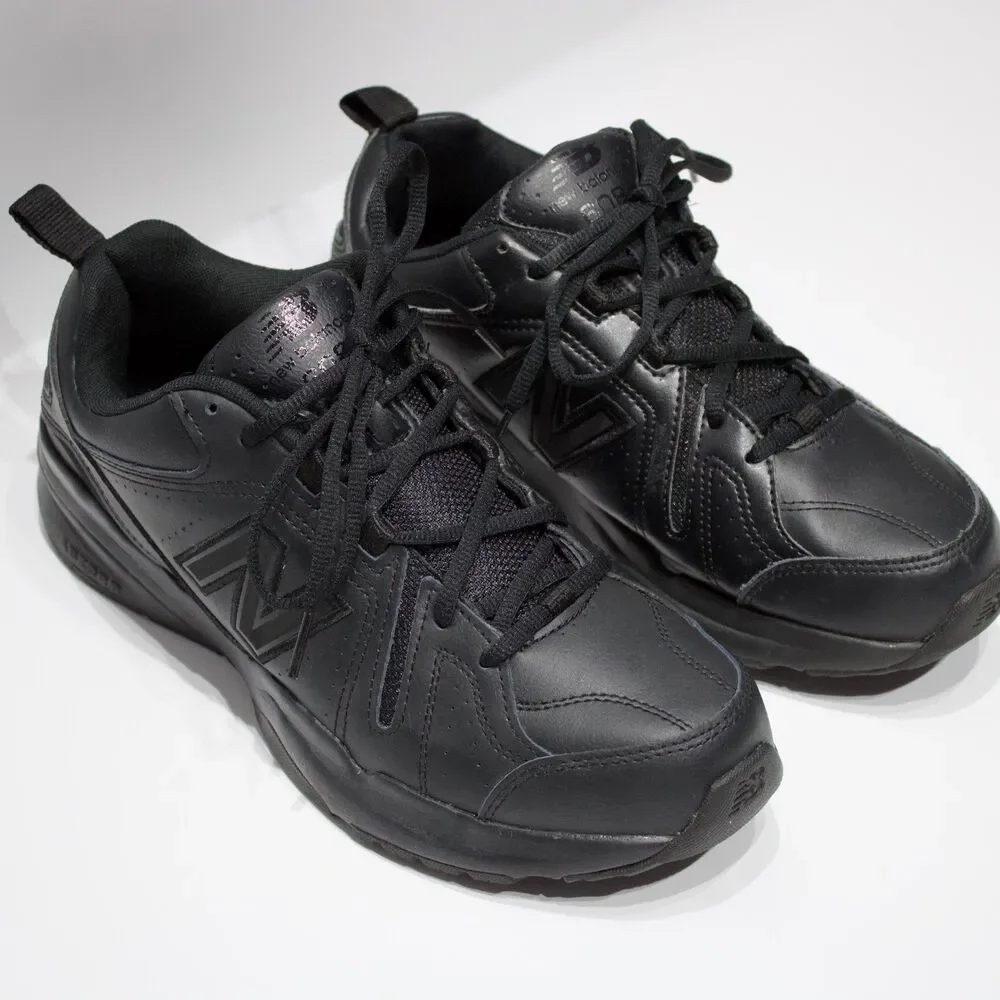 New Balance 608 Slip Resistant Walking Work Shoes Black Leather Men 9.5EE X-Wide